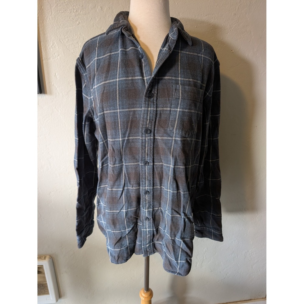 Grayers Mens Blue / Black Plaid Flannel 100% Cotton Size‎ L